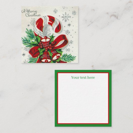 Retro vintage-kerstsnoepje toevoegen tekst notitiekaartje (Voorkant / Achterkant)