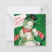 retro vintage kerstsnowman add text notitiekaartje (Voorkant)