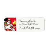 retro vintage kerstsnowman en rendier etiket (Voorkant)