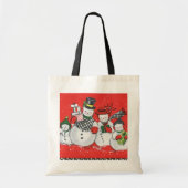 retro vintage kerstsnowman familie tote bag (Voorkant)