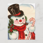 retro vintage kerstsnowman feestdagenkaart (Voorkant)