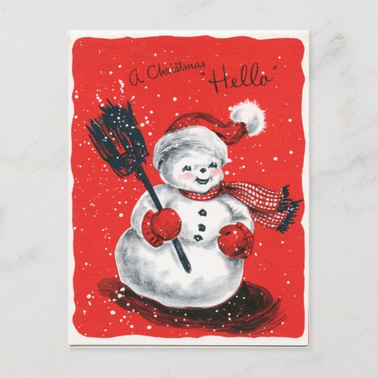 retro vintage kerstsnowman feestdagenkaart (Voorkant)