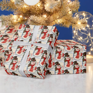 retro vintage kerstsnowman Holiday Cadeaupapier