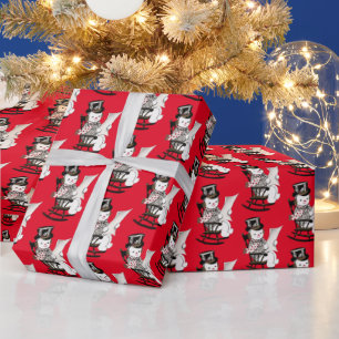 retro vintage kerstsnowman Holiday Cadeaupapier