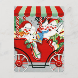 retro vintage kerstsnowman Holiday Feestdagenkaart