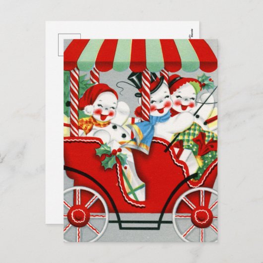 retro vintage kerstsnowman Holiday Feestdagenkaart (Voorkant / Achterkant)