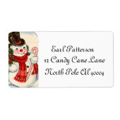 retro vintage kerstsnowman Holiday label (Voorkant)
