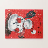 retro vintage kerstsnowman Holiday Legpuzzel (Horizontaal)