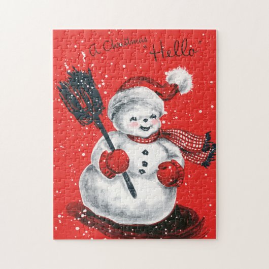 retro vintage kerstsnowman Holiday Legpuzzel (Verticaal)
