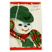 retro vintage kerstsnowman Holiday Medium Cadeauzakje (Voorkant)