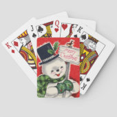 retro vintage kerstsnowman Holiday Pokerkaarten (Achterkant)
