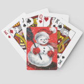 retro vintage kerstsnowman Holiday Pokerkaarten (Achterkant)