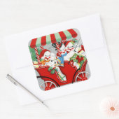 retro vintage kerstsnowman Holiday Vierkante Sticker (Envelop)