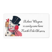 retro vintage kerstsnowman label (Voorkant)