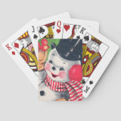 retro vintage kerstsnowman pokerkaarten (Achterkant)