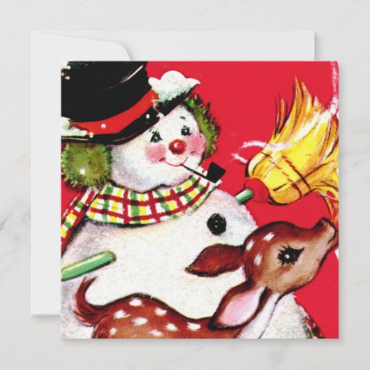 retro vintage kerstsnowman render kaart (Voorkant)