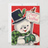 retro vintage kerstsnowman voegt gevoel toe feestdagenkaart (Voorkant)