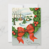 retro vintage kerststad voeg sentiment toe feestdagenkaart (Voorkant)