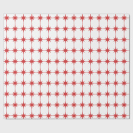 Retro Vintage-kerststerren in rood en wit Cadeaupapier