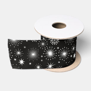 Retro Vintage Kerststerren & Sneeuwvlokken Satijnen Lint
