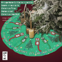 Retro Vintage Kersttijd Kat Klok Custom Kerstboom Rok