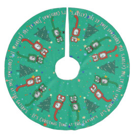 Retro Vintage Kersttijd Kat Klok Custom Kerstboom Rok
