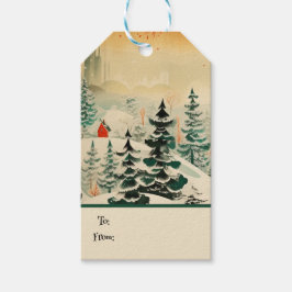 Retro Vintage Kersttrio Stijl J Cadeaulabel