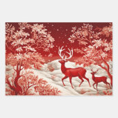 Retro Vintage Kersttrio Stijl M Inpakpapier Vel (Voorkant 3)