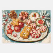 Retro Vintage Kersttrio Stijl U Inpakpapier Vel (Voorkant 3)