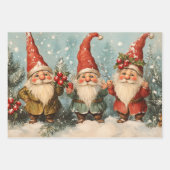 Retro Vintage Kersttrio Stijl V Inpakpapier Vel (Voorkant 3)