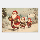 Retro Vintage Kersttrio Stijl V Inpakpapier Vel (Voorkant)