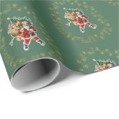 Retro Vintage Kerstvakantie Cadeaupapier (Rol Hoek)