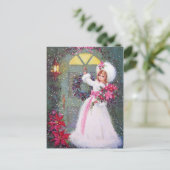 Retro vintage Kerstvakantie dames ansichtkaart Feestdagenkaart (Staand voorkant)