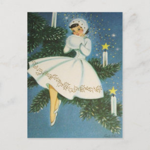 Retro Vintage Kerstvakantie Feestdagenkaart