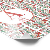 Retro Vintage Kerstvakantie Monogram Foto Afdruk (Hoek)