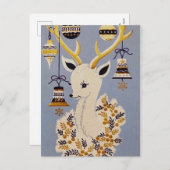 Retro Vintage Kerstvakantie rendier briefkaart (Voorkant / Achterkant)