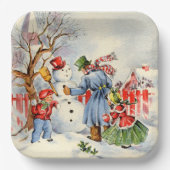 retro vintage Kerstvriendenfeestdag Papieren Bordje (Voorkant)