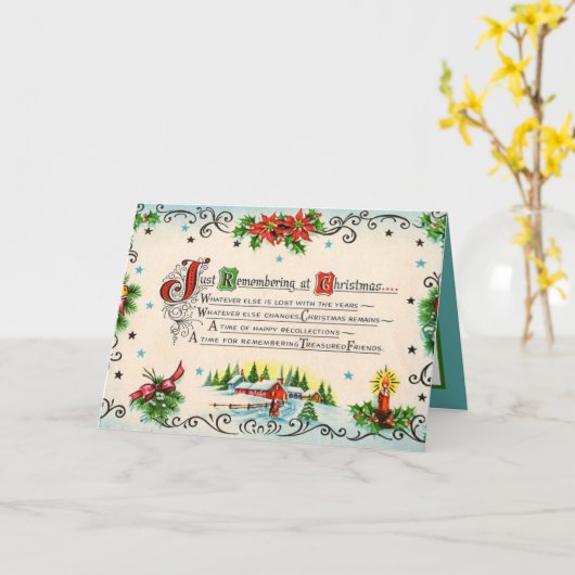 Retro vintage Kerstvriendschap sentiment Kaart (Gele Bloem)