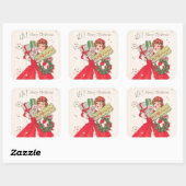 Retro vintage kerstwinkel vierkante sticker (Vel)