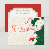 Retro Vintage Kerstwolk voeg berichtkaart toe Feestdagenkaart (Voorkant / Achterkant)