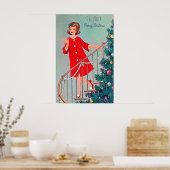 Retro vintage kerstzuster Holiday poster (Keuken)