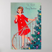 Retro vintage kerstzuster Holiday poster (Voorkant)