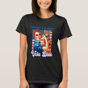 Retro Vintage Kinderloze Kat Dames Verenigd T-shirt