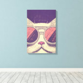 Retro Vintage Kitty Canvas Afdruk (Insitu (Houten vloer))