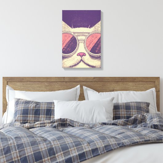 Retro Vintage Kitty Canvas Afdruk (Insitu (Slaapkamer))
