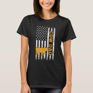 Retro Vintage Koe Pa Usa Amerikaanse Vlag Vaderdag T-shirt