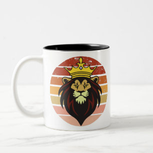 Retro vintage koning leeuw tweekleurige koffiemok