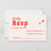 Retro Vintage Koraal Bruiloft RSVP Kaartje (Voorkant)
