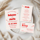 Retro Vintage Koraal Bruiloft RSVP Kaartje