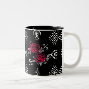 Retro vintage kruissteek waterverfrozen tweekleurige koffiemok